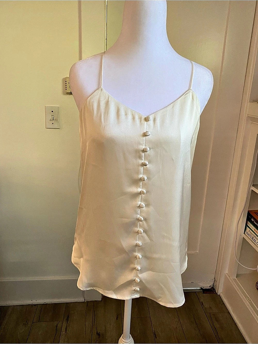 Express Satin Button Front Camisole in Yellow